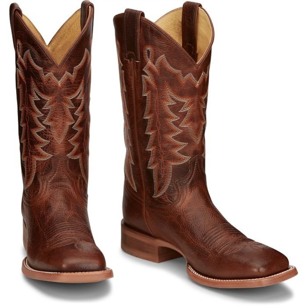 New 10.5 Men's Justin Carson Camel Cowhide Square Toed Boots Style: CI2030